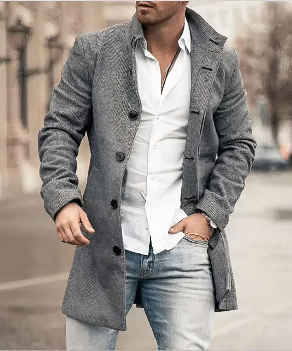Langer, eleganter Trenchcoat für Männer