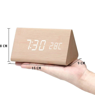 Digitaler Wecker aus Holz - LED-Anzeige, Sprachsteuerung, einstellbare Helligkeit