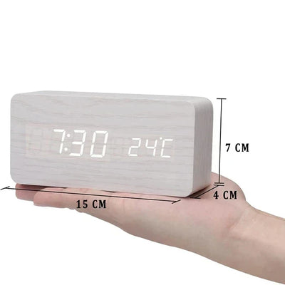 Digitaler Wecker aus Holz - LED-Anzeige, Sprachsteuerung, einstellbare Helligkeit