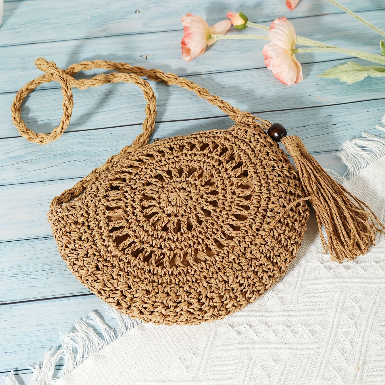 Amelia | Geometrische Runde Handgemachte Quaste Crossbody Bag