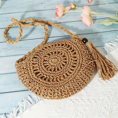 Amelia | Geometrische Runde Handgemachte Quaste Crossbody Bag