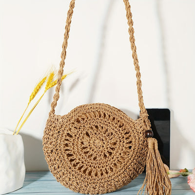 Amelia | Geometrische Runde Handgemachte Quaste Crossbody Bag
