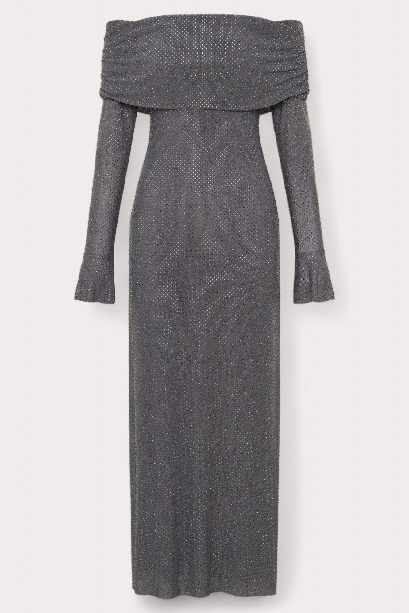 Festliches langes Damenkleid mit breiten Schultern aus Polyester für die Hochzeit