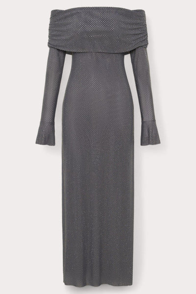 Festliches langes Damenkleid mit breiten Schultern aus Polyester für die Hochzeit