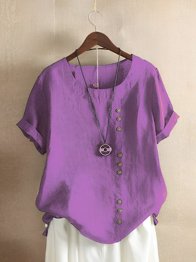 soft-touch-stoff Loose Kurzärmeliges natürliche Textur-Top