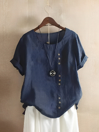 soft-touch-stoff Loose Kurzärmeliges natürliche Textur-Top