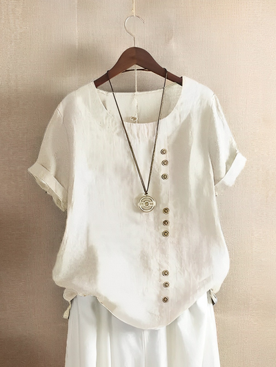 soft-touch-stoff Loose Kurzärmeliges natürliche Textur-Top