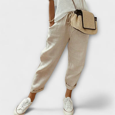 Leichte Damen-Sommerhose aus natürliche Textur - Atmungsaktiv und elegant geschnitten