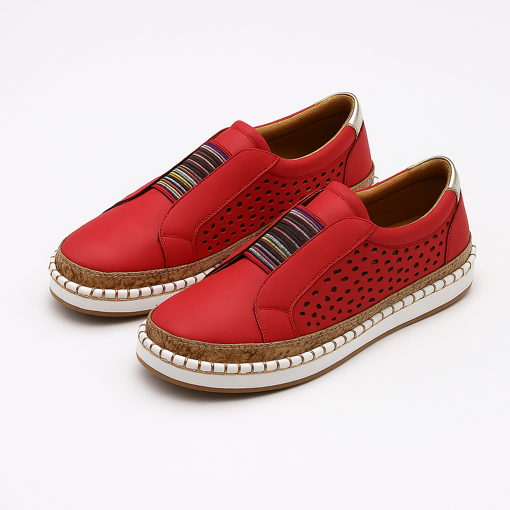 Red casual shoes for women