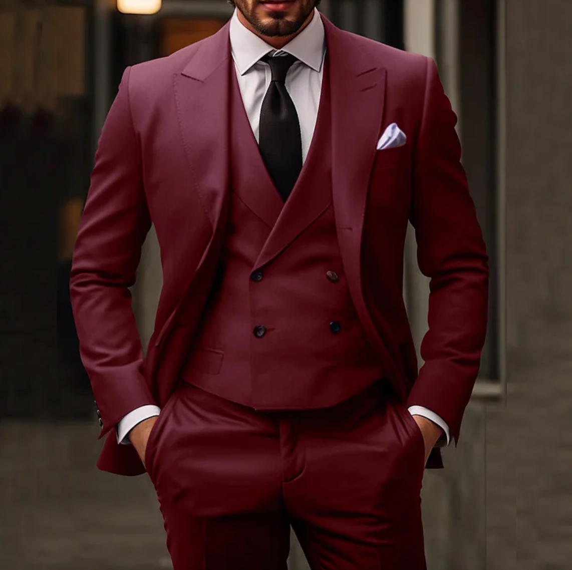MAEL | 3 Stück Slim-Fit Anzug für Männer mit Stil