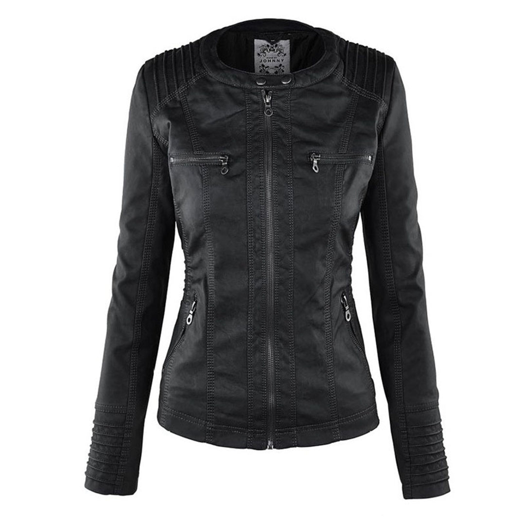 PU Lederjacke mit Kapuze für Frauen