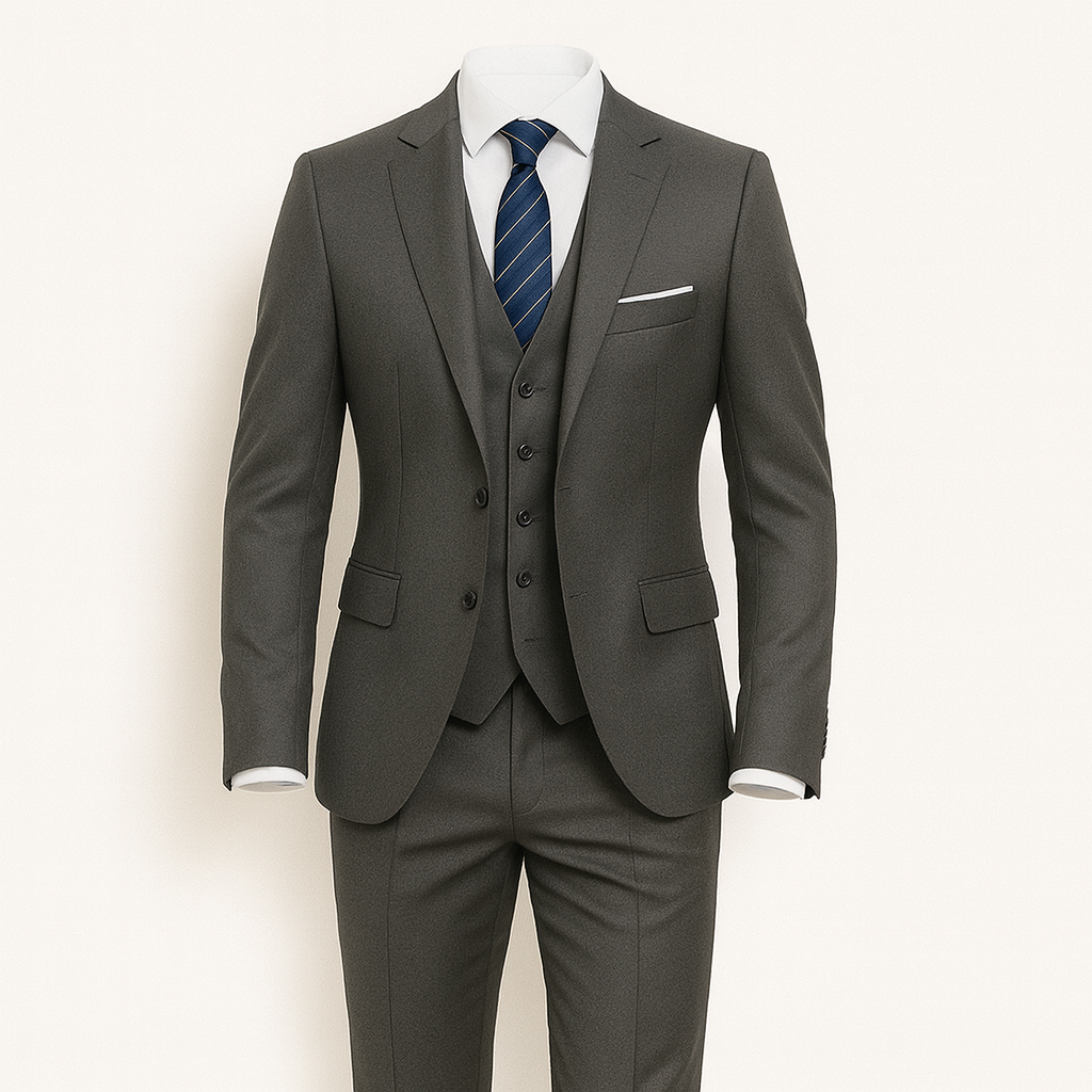 Gray Brecken Elegant 3-piece suit for men - timeless sophistication for every occasion
