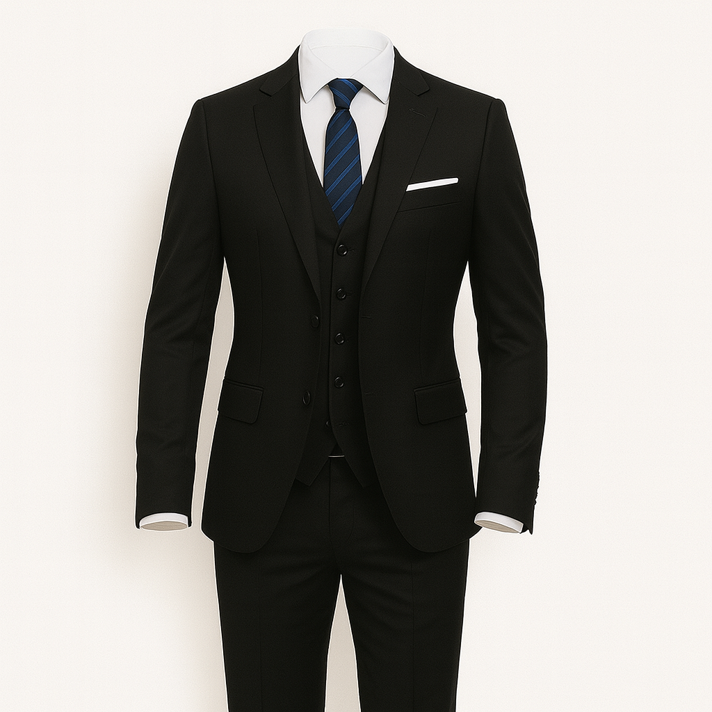 Black Brecken Elegant 3-piece suit for men - timeless sophistication for every occasion