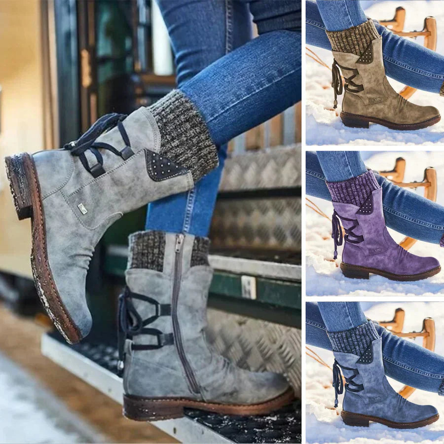 Wasserdichte Damen-Schneestiefel – halbhohe Winterstiefel mit rutschfester Sohle
