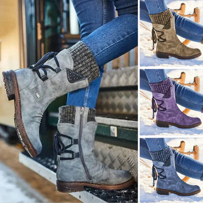 Wasserdichte Damen-Schneestiefel – halbhohe Winterstiefel mit rutschfester Sohle