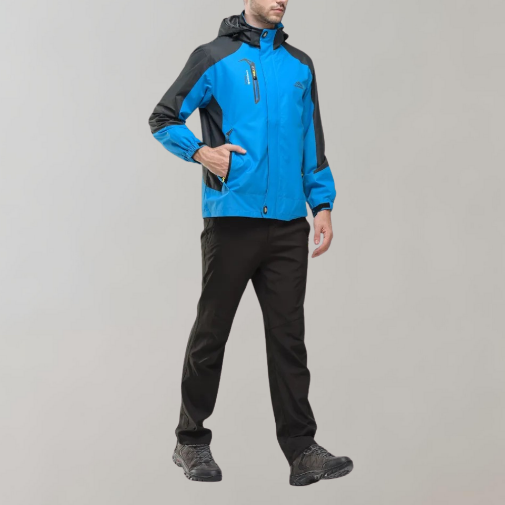 Herren-Softshell-Outdoorjacke mit Kapuze, winddichter Membrane und wasserabweisender Ausrüstung
