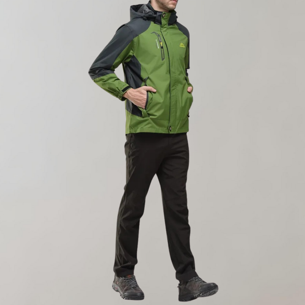 Herren-Softshell-Outdoorjacke mit Kapuze, winddichter Membrane und wasserabweisender Ausrüstung
