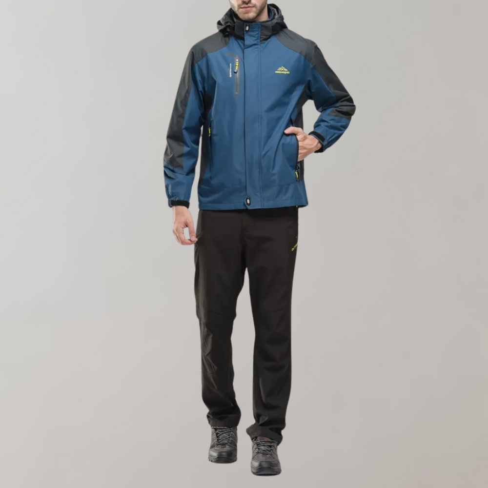 Herren-Softshell-Outdoorjacke mit Kapuze, winddichter Membrane und wasserabweisender Ausrüstung