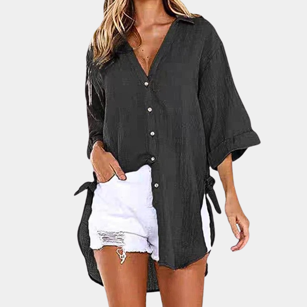 Bluse Damen hellblau weich bequem Sommerstil