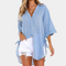 Bluse Damen hellblau weich bequem Sommerstil