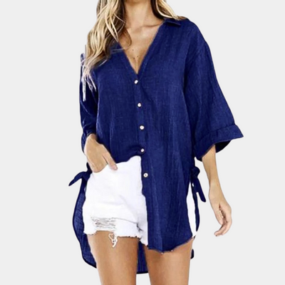 Bluse Damen hellblau weich bequem Sommerstil