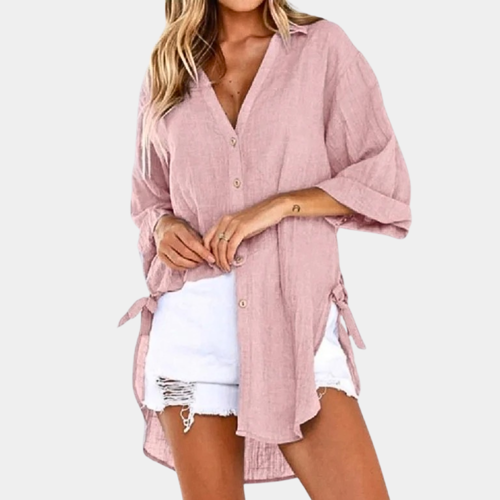 Bluse Damen hellblau weich bequem Sommerstil