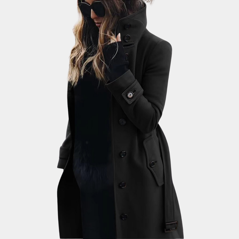 Wasserdichter Trenchcoat für Damen – Langer Regenmantel mit Taillengürtel