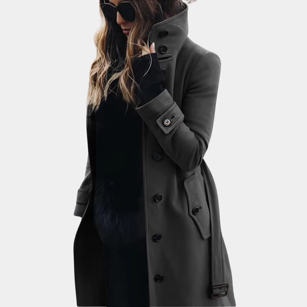 Wasserdichter Trenchcoat für Damen – Langer Regenmantel mit Taillengürtel