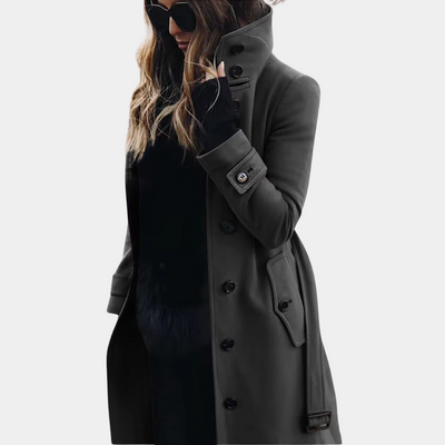 Wasserdichter Trenchcoat für Damen – Langer Regenmantel mit Taillengürtel