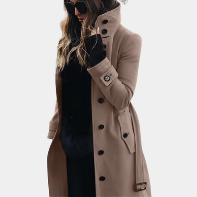 Wasserdichter Trenchcoat für Damen – Langer Regenmantel mit Taillengürtel