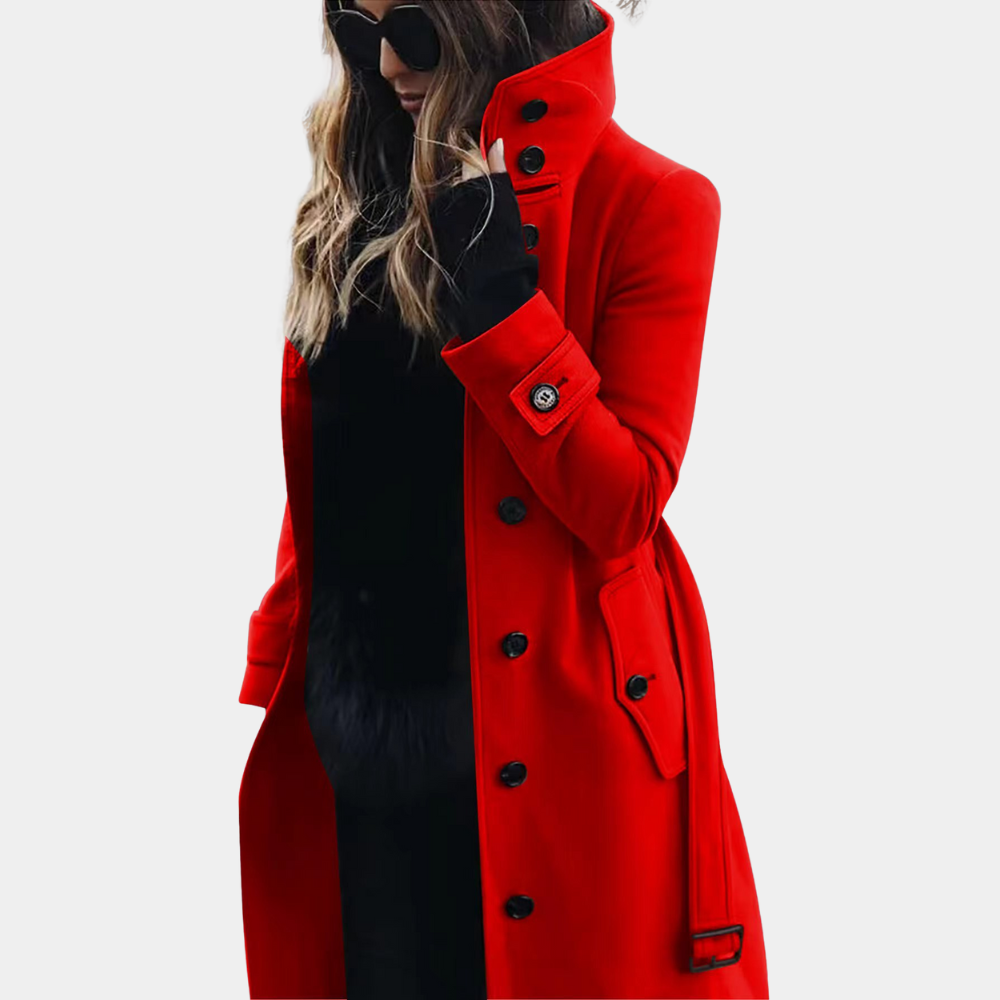 Wasserdichter Trenchcoat für Damen – Langer Regenmantel mit Taillengürtel