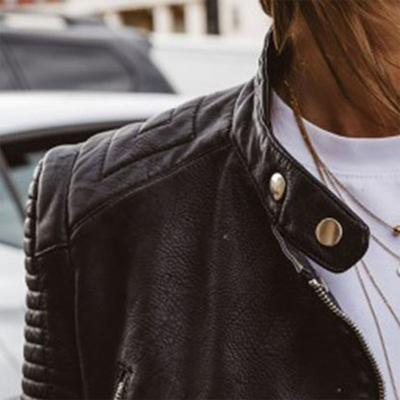 Modische PU Lederjacke mit zeitlosem Design - Damen