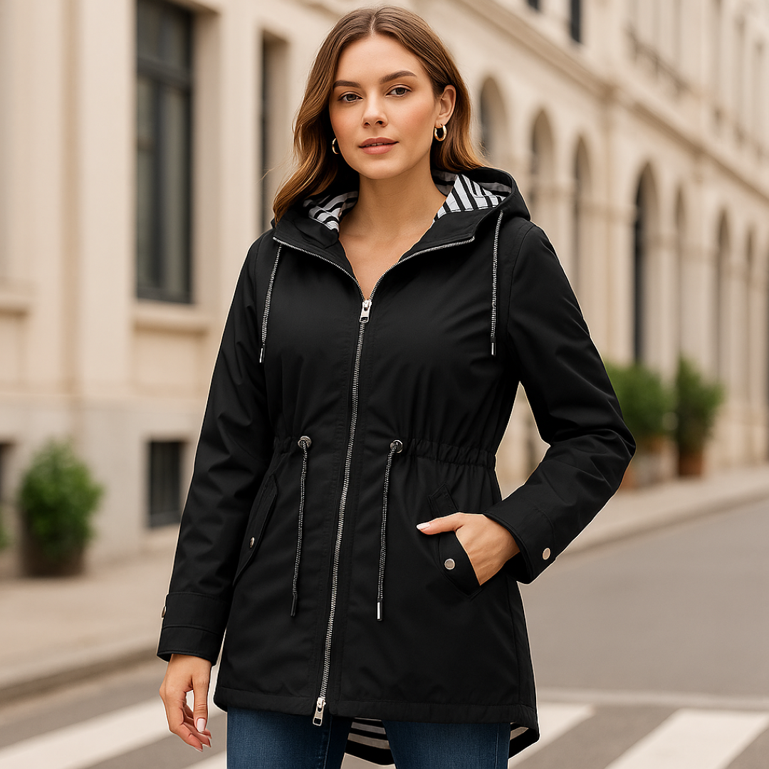 Beatrice | Wasserdichter Parka – Verstellbare Passform mit gestreifter Kapuzenfutter
