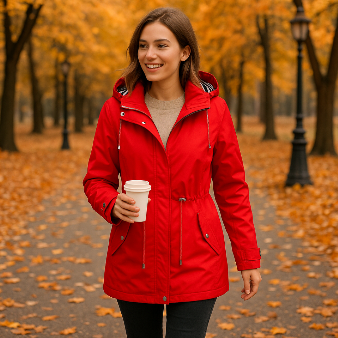 Beatrice | Wasserdichter Parka – Verstellbare Passform mit gestreifter Kapuzenfutter