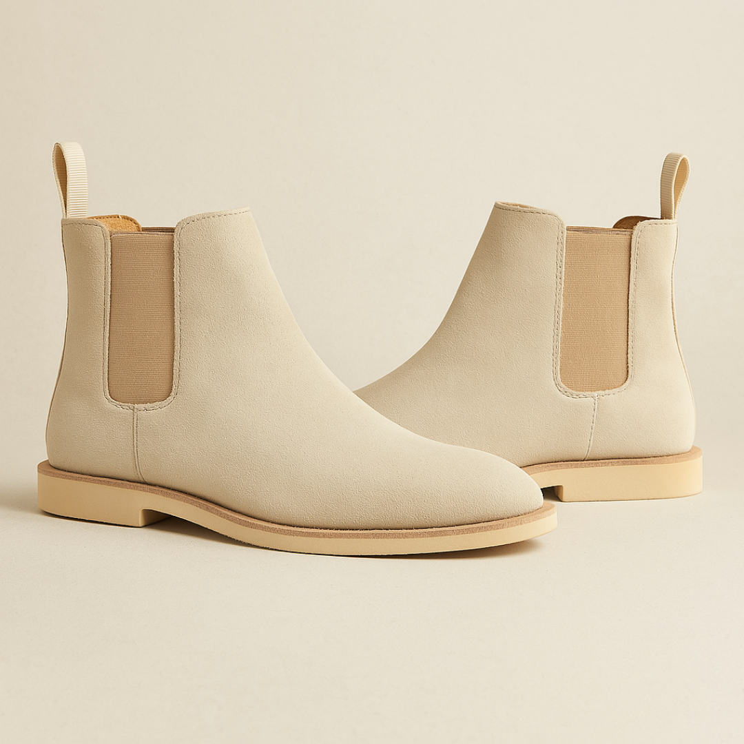 Klassiska Chelsea boots för herrar i mocka - slip-on-stövlar med elastiska sidoinsatser för mångsidig användning under alla årstider