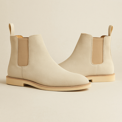 Klassiska Chelsea boots för herrar i mocka - slip-on-stövlar med elastiska sidoinsatser för mångsidig användning under alla årstider