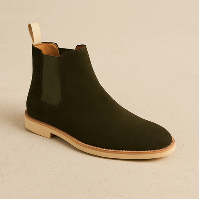 Klassiska Chelsea boots för herrar i mocka - slip-on-stövlar med elastiska sidoinsatser för mångsidig användning under alla årstider