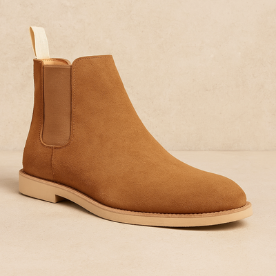 Klassiska Chelsea boots för herrar i mocka - slip-on-stövlar med elastiska sidoinsatser för mångsidig användning under alla årstider