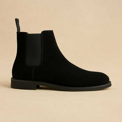 Klassiska Chelsea boots för herrar i mocka - slip-on-stövlar med elastiska sidoinsatser för mångsidig användning under alla årstider