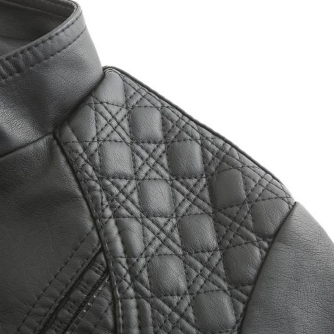 PU Lederjacke mit Stehkragen für Frauen