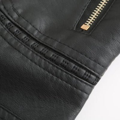 PU Lederjacke mit Stehkragen für Frauen