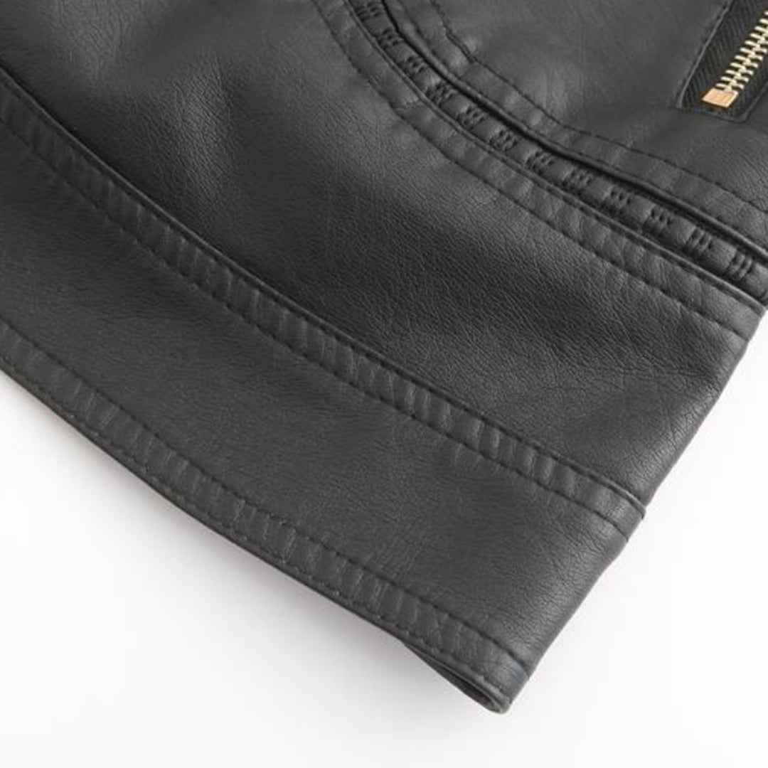 PU Lederjacke mit Stehkragen für Frauen