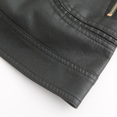 PU Lederjacke mit Stehkragen für Frauen