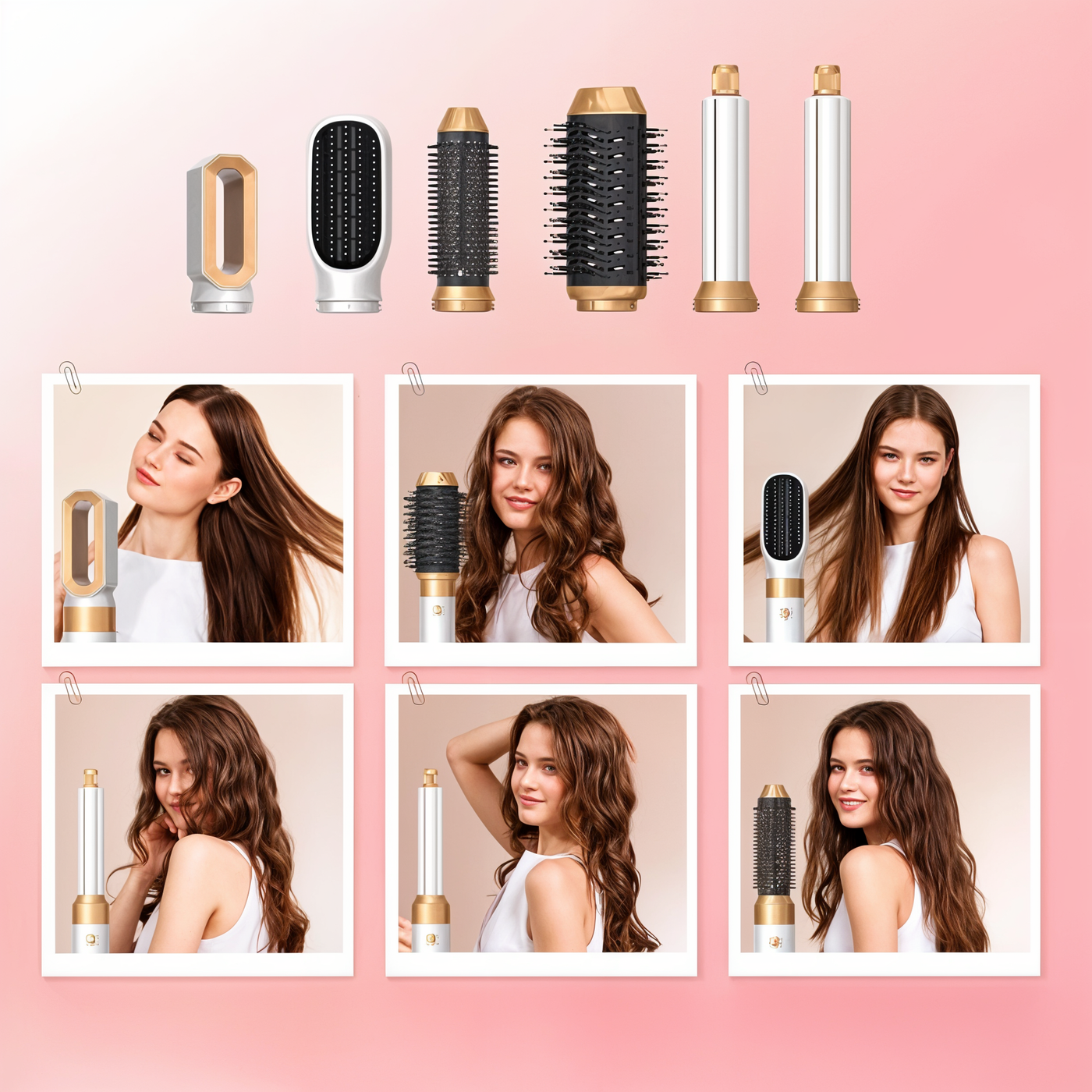 Secador de pelo 5 en 1 con accesorios de peinado