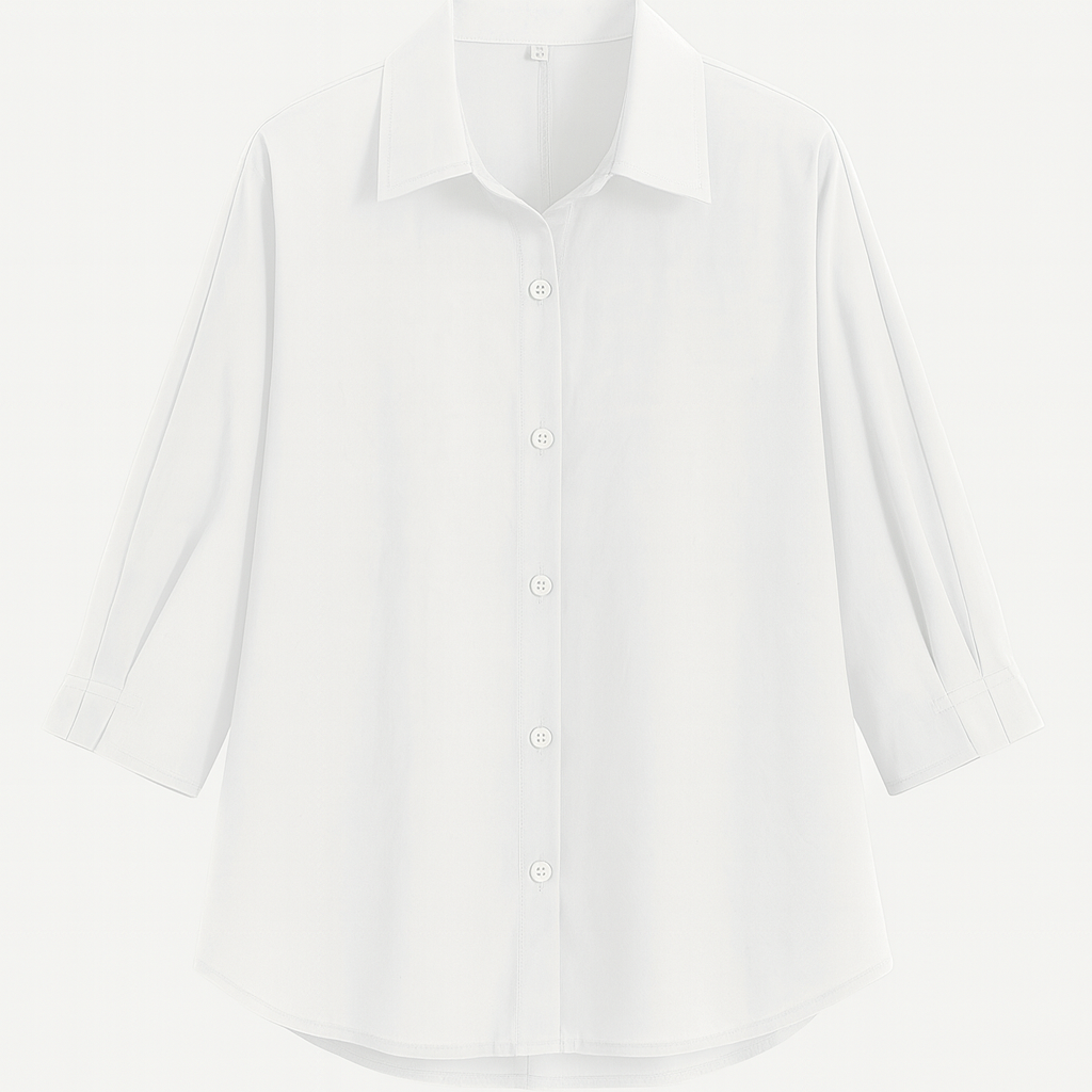 White Button closure & classic collar Woman's Shirt