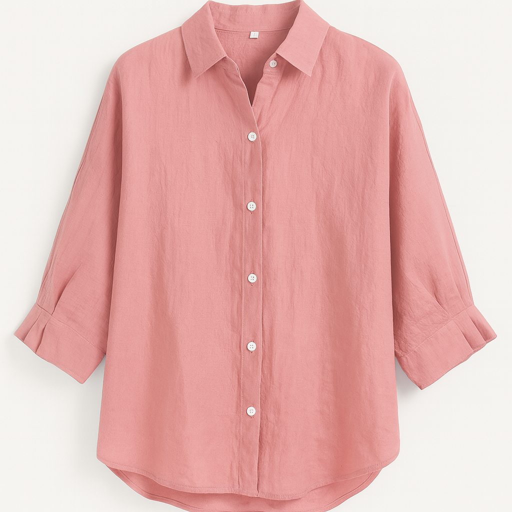 Pink Button closure & classic collar Woman's Shirt