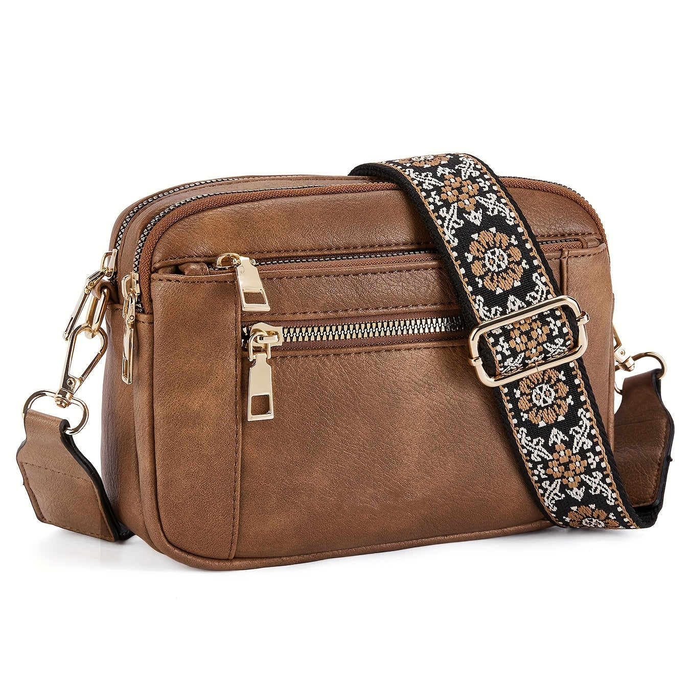 Crossbody-Tasche aus veganem PU Leder im Boho-Stil für Frauen