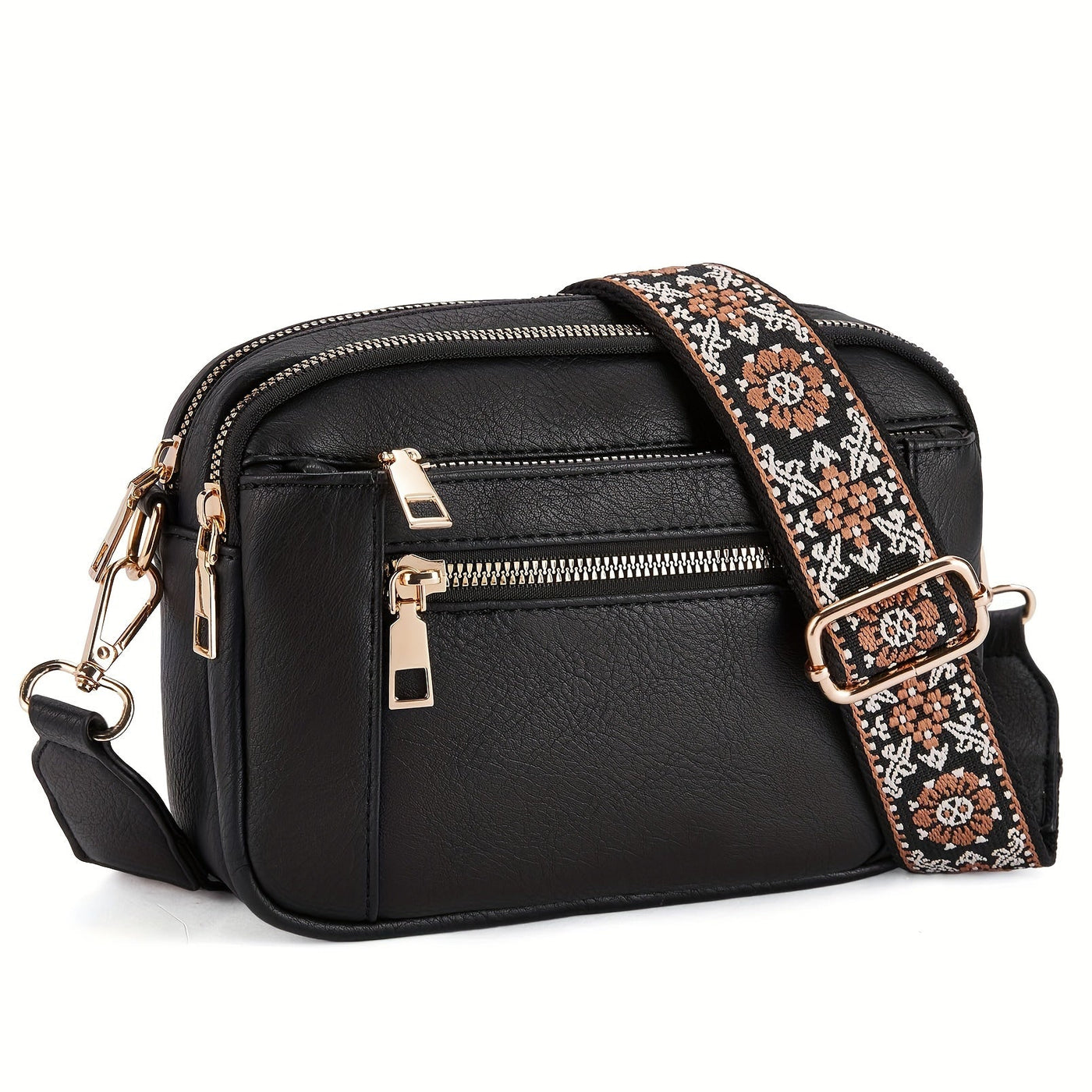 Crossbody-Tasche aus veganem PU Leder im Boho-Stil für Frauen