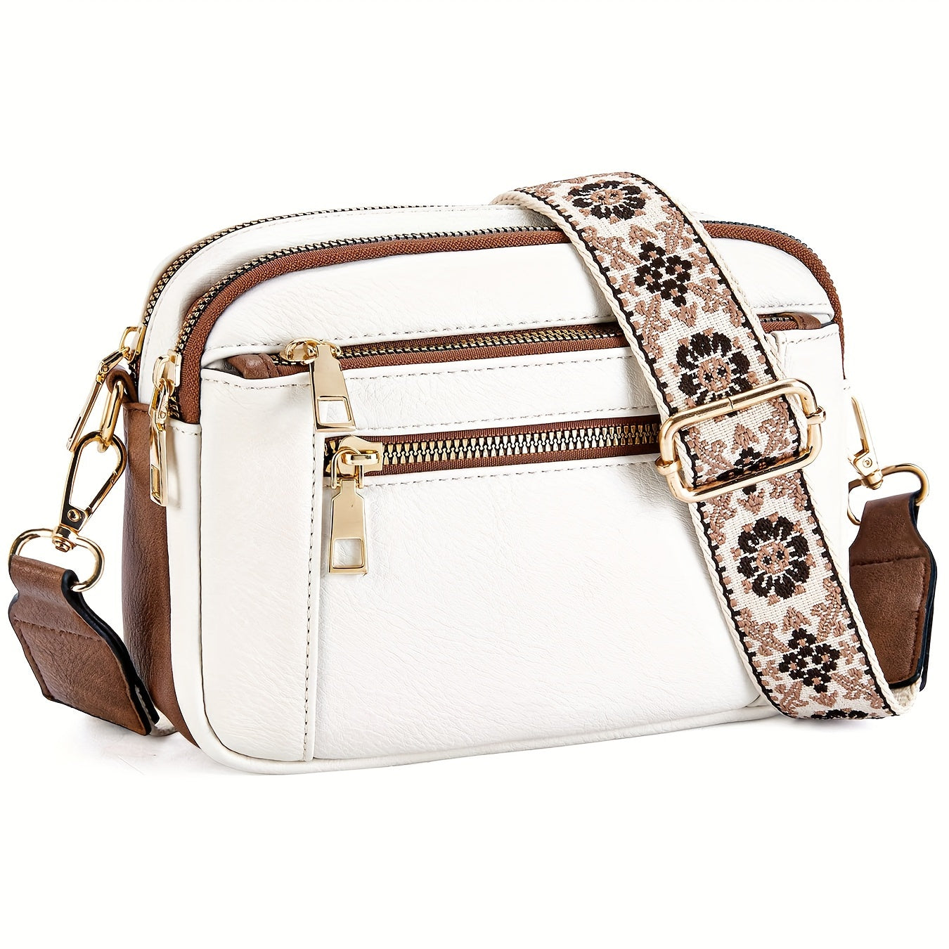 Crossbody-Tasche aus veganem PU Leder im Boho-Stil für Frauen