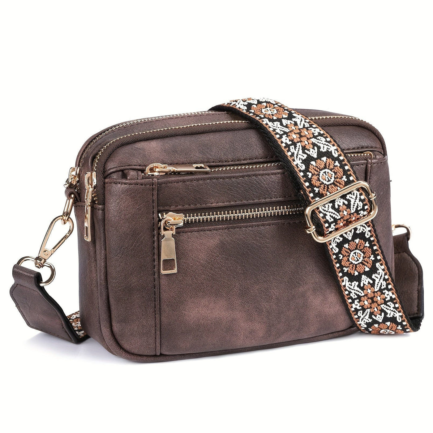 Crossbody-Tasche aus veganem PU Leder im Boho-Stil für Frauen